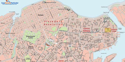 Város, utca térkép Havanna, Kuba