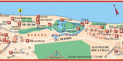 Térkép playa del este Kuba